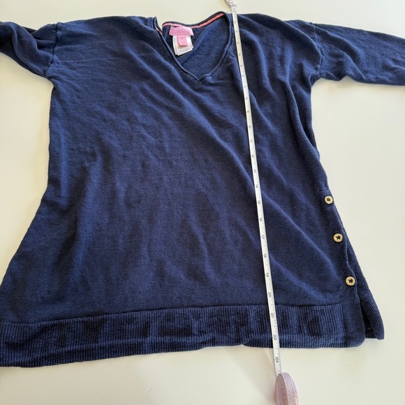 Lilly Pulitzer- 100% Linen V Neck Sweater-Spring-Nautical-Pull over-Women’s M - Picture 12 of 13